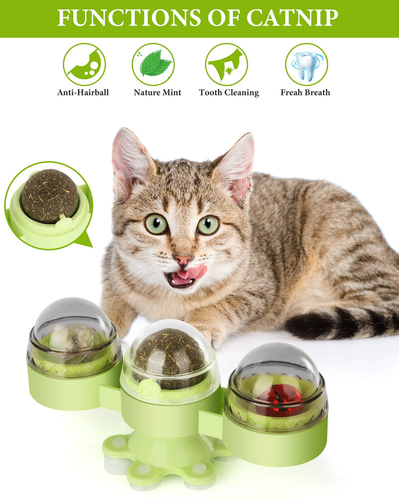 [Australia] - AJK Windmill Cat Toys Teasing Interactive Turnable Indoor Kitten Toy with Strong Suction Cup, Catnip, Bells, Flashlight Balls 