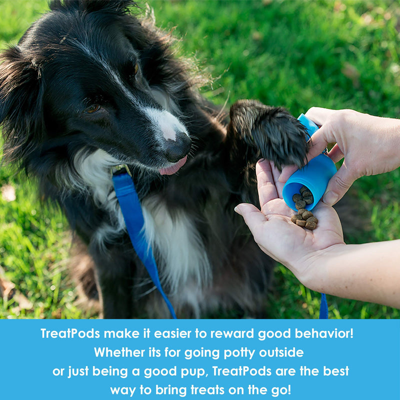 [Australia] - TreatPod Treat Holder for Leash - Spill Free Storage Container and Dog Training Pouch Blue 
