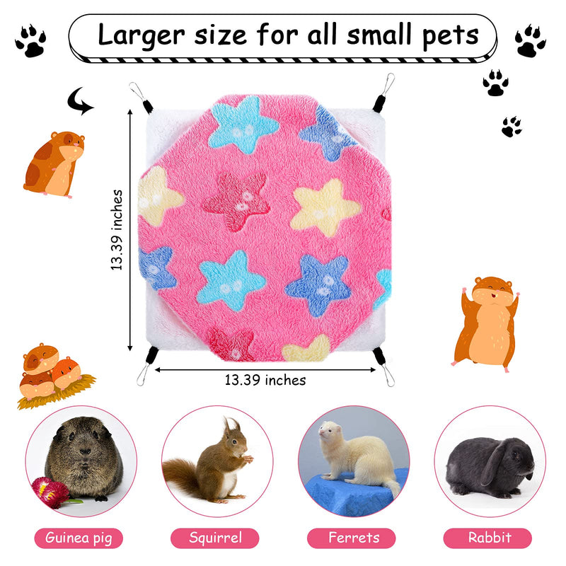 2 Pieces Guinea Pig Rat Hammock Guinea Pig Hamster Ferret Hanging Hammock Toys Bed for Small Animals Chinchilla Parrot Sugar Glider Ferret Squirrel Playing Blue, Pink Starfish Pattern - PawsPlanet Australia