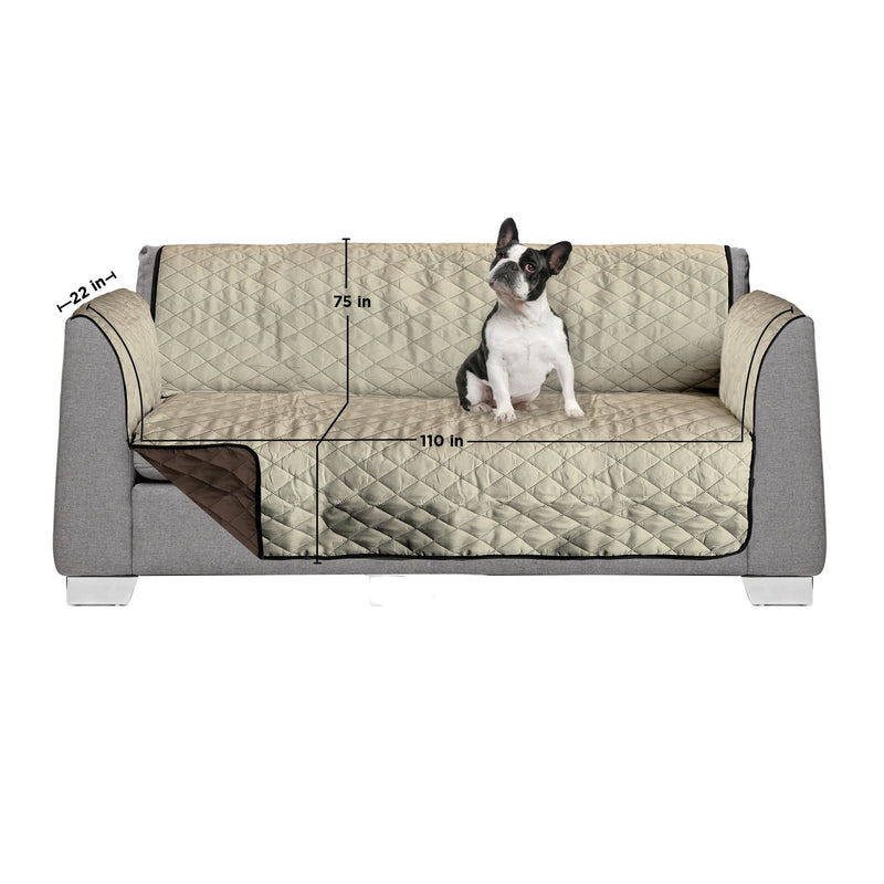 [Australia] - AKC 75” x 119” Quilted Dog Cover for Couch, Couch Protectors for Dogs - Extra Large Sofa Covers - Brown/Tan Large Couch Cover. Reversible Dog Couch Cover 