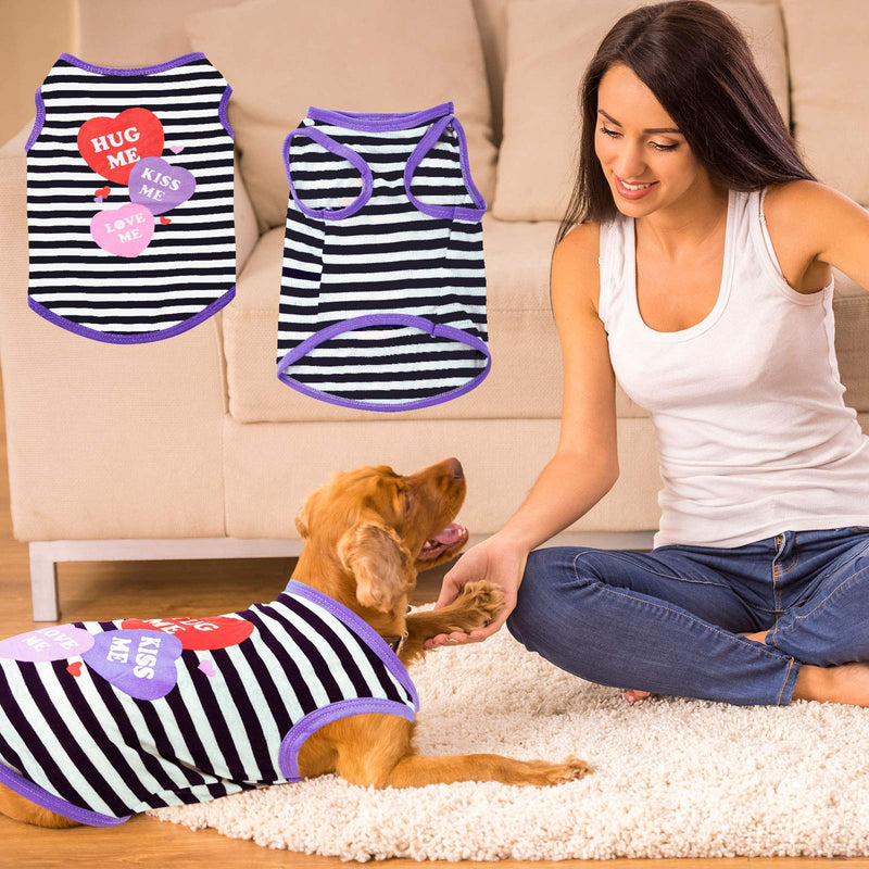 [Australia] - 6 Pieces Printed Pet Dog Shirts Dog Cotton Striped T Shirt Breathable Pet Cute Vest Striped Puppy Clothes with Pattern for Small to Medium Pet Dog Apparel, Various Styles 