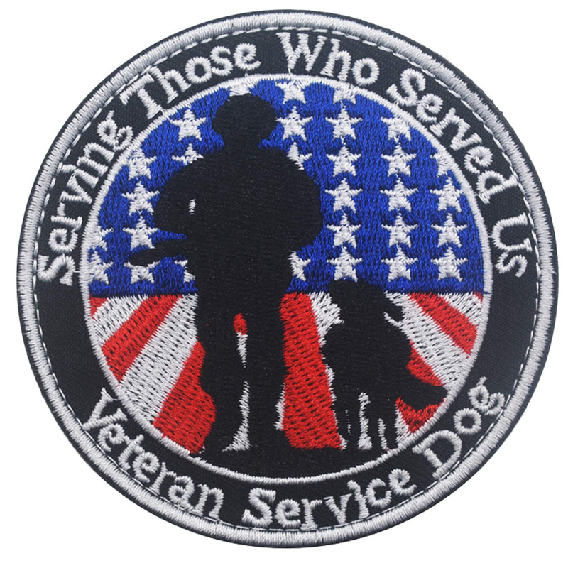 [Australia] - Veterans Service Dog Serving Those Who Served Us Vests/Harnesses Military Tactical Morale Badge Emblem Embroidered Fastener Hook Loop Patch for Dogs Pets 3.15inch Diameter 2PCS 