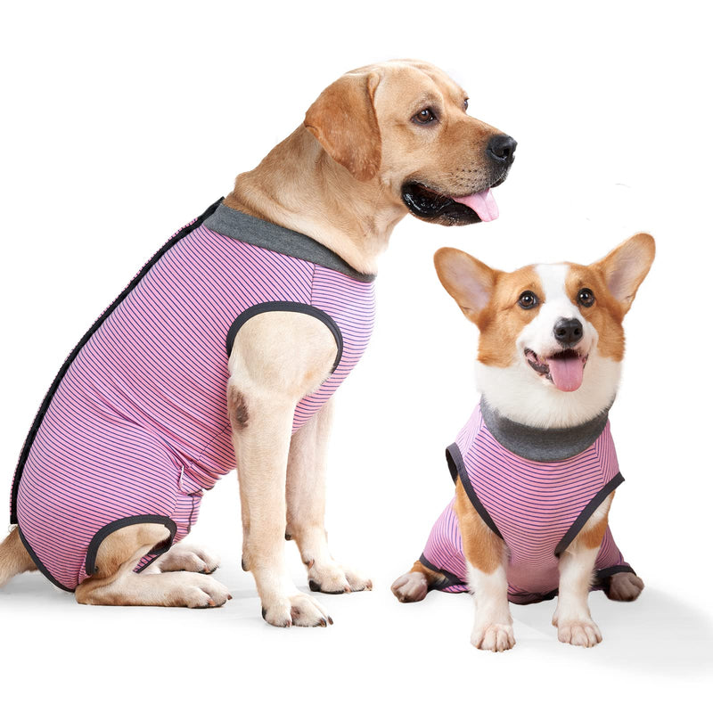 Dog Onesie Breathable Surgical Abdominal Wound Skin Protection Anti Leak Cone E-Collar Alternative Post Surgery M (Pack of 1) Pink - PawsPlanet Australia