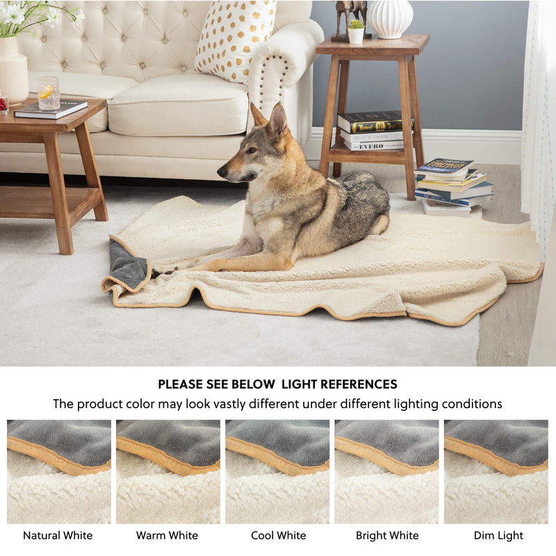 [Australia] - Bedsure Waterproof Dog Blanket for Small Medium Large Dogs Cats - Sherpa Fleece Pet Blanket for Bed, Chair, Couch, Sofa, Soft Plush Reversible Throw Furniture Protector, Machine Washable S（25x35"） Grey 