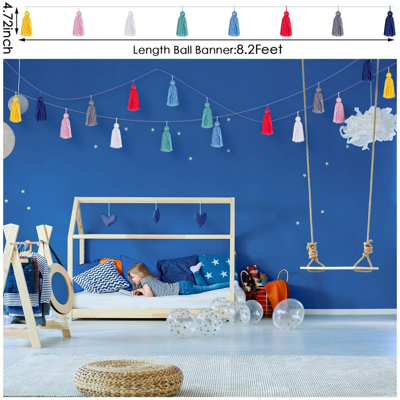 4 Pieces Colorful Garland Banner Felt Balls Garland Tassel Triangle Flags Light Bulb Banners for Christmas Holiday Wedding Party Wall Decorations - PawsPlanet Australia