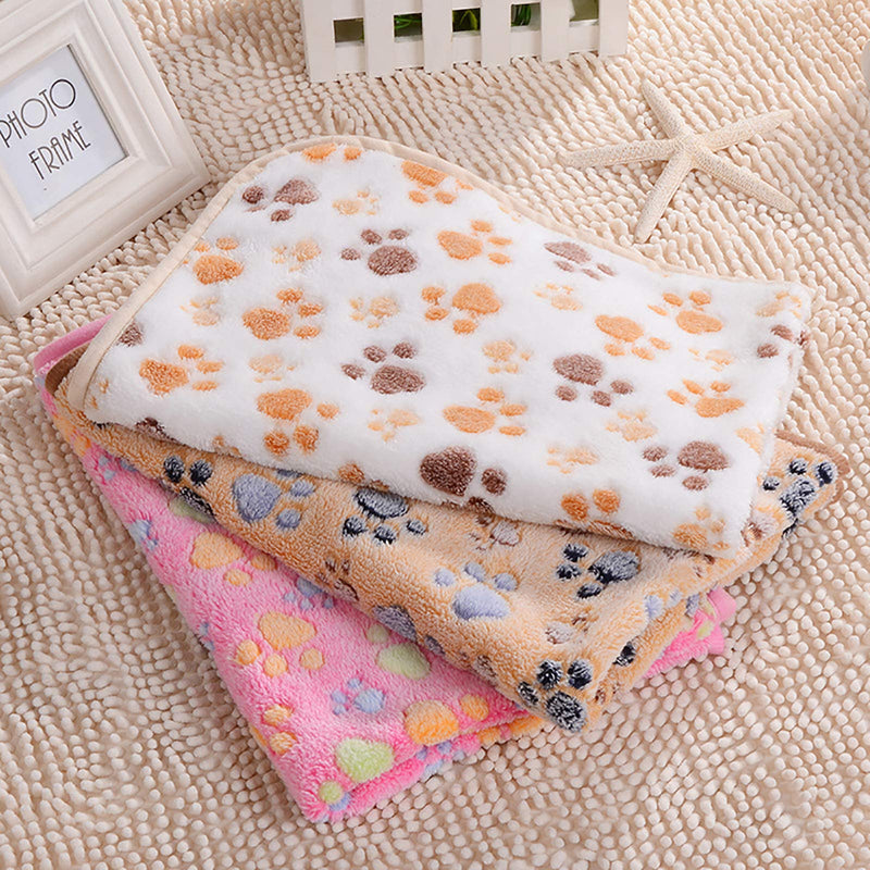 3 x Large Dog Cat Pet Soft Fleece Blankets 76cm X 104cm, Soft Warm and Washable Fleece Cat Puppy Throw for Small Medium Pet, Comfortable Fluffy Durable Dog Blanket, Creamy-white, Pink, Brown - PawsPlanet Australia