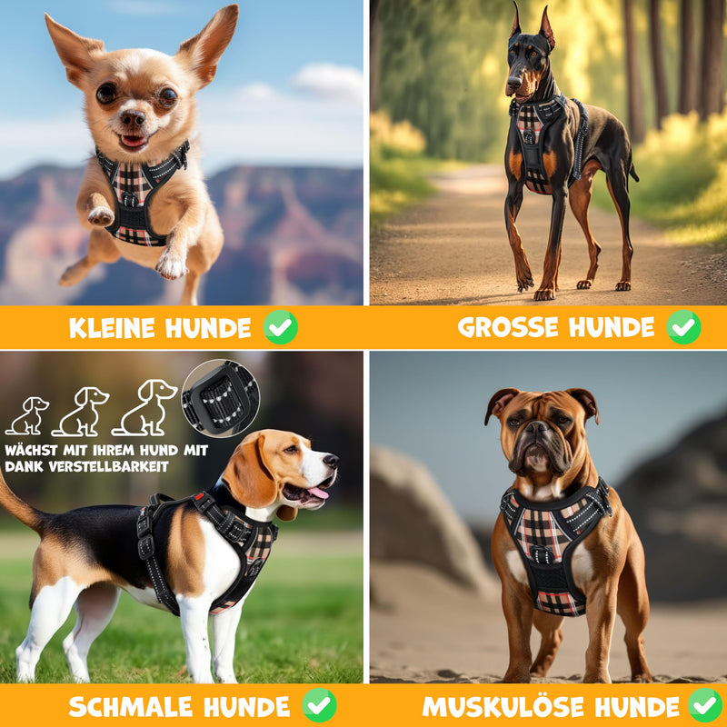 Lovpet® dog harness without pulling & choking for small dogs & puppies breathable & soft chest harness reflective | No-pull tableware including bag rolls | Adjustable harness with handle Beige S - PawsPlanet Australia
