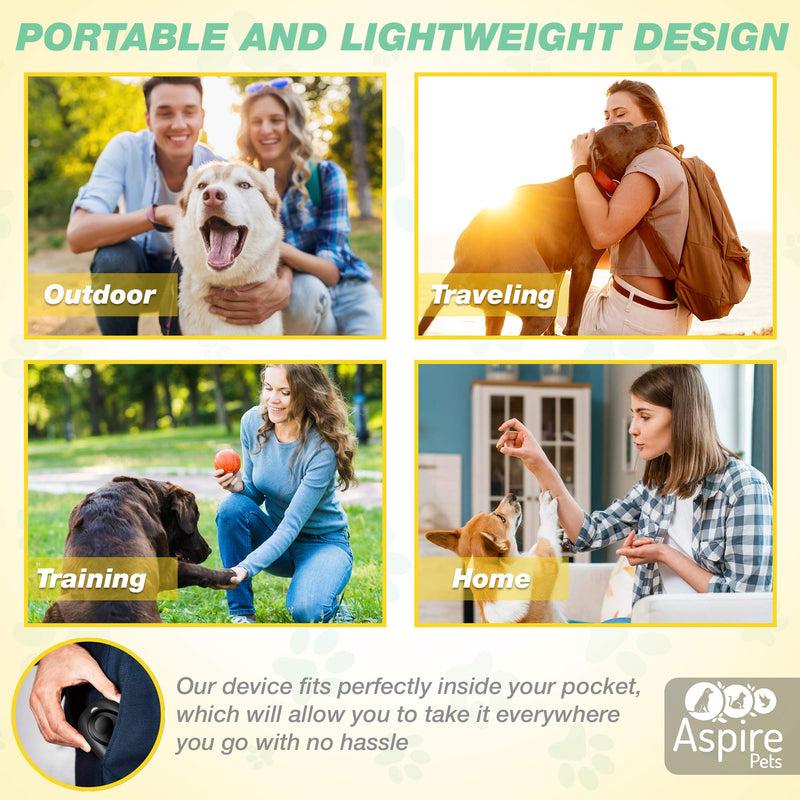 Aspire Pets Ultrasonic Dog Bark Deterrent – Portable Dog Trainer with Wrist Strap Included – Battery Operated Anti Barking Device – Non-Toxic and Pet Friendly – Wide Control Range - PawsPlanet Australia