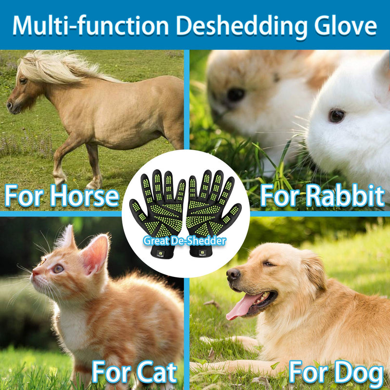 [Australia] - Bikien Pet Grooming Glove Hair Removal with Adjustable Wrist Strap for Cats Dogs Horse, 330 Silicone Tips Attached Efficient Hair Removal Mitts - 1 Pair 
