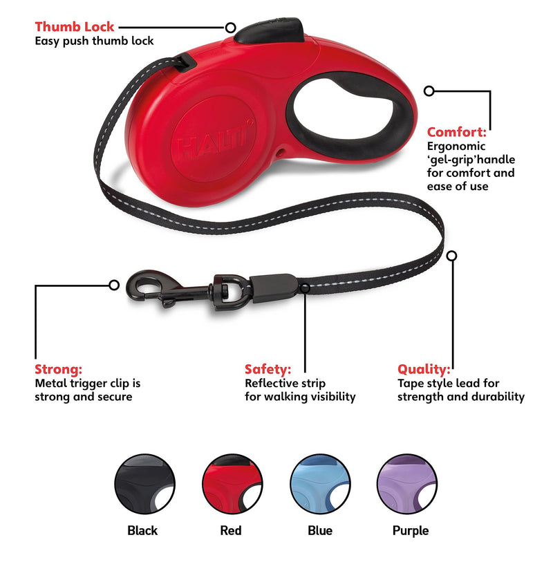 Halti Retractable Lead (16'), Medium, Red style 5 - PawsPlanet Australia