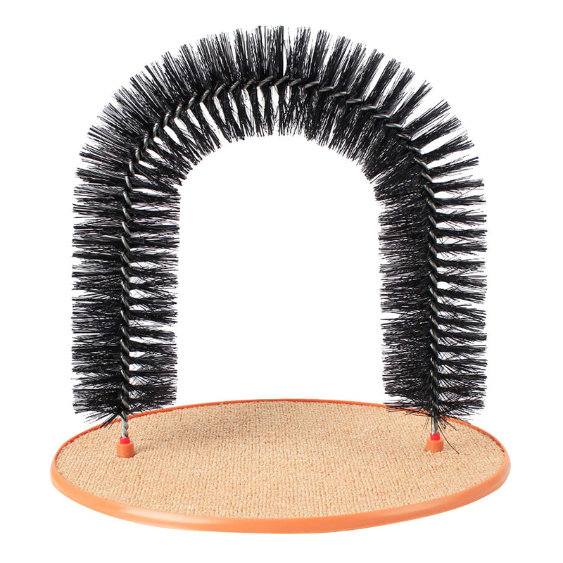 Cat Arch Self Grooming Cat Scratcher Massaging Toy Cat Kitten Self Groomer Massager Hair Combing Brush Removing Loose Fur Trimming Brush with Base Black - PawsPlanet Australia