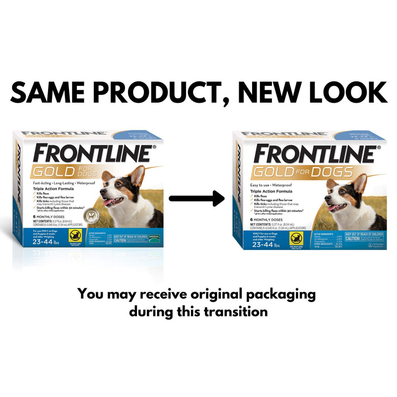 FRONTLINE Gold for Dogs Flea & Tick Treatment, 23-44 lbs, 3ct - PawsPlanet Australia