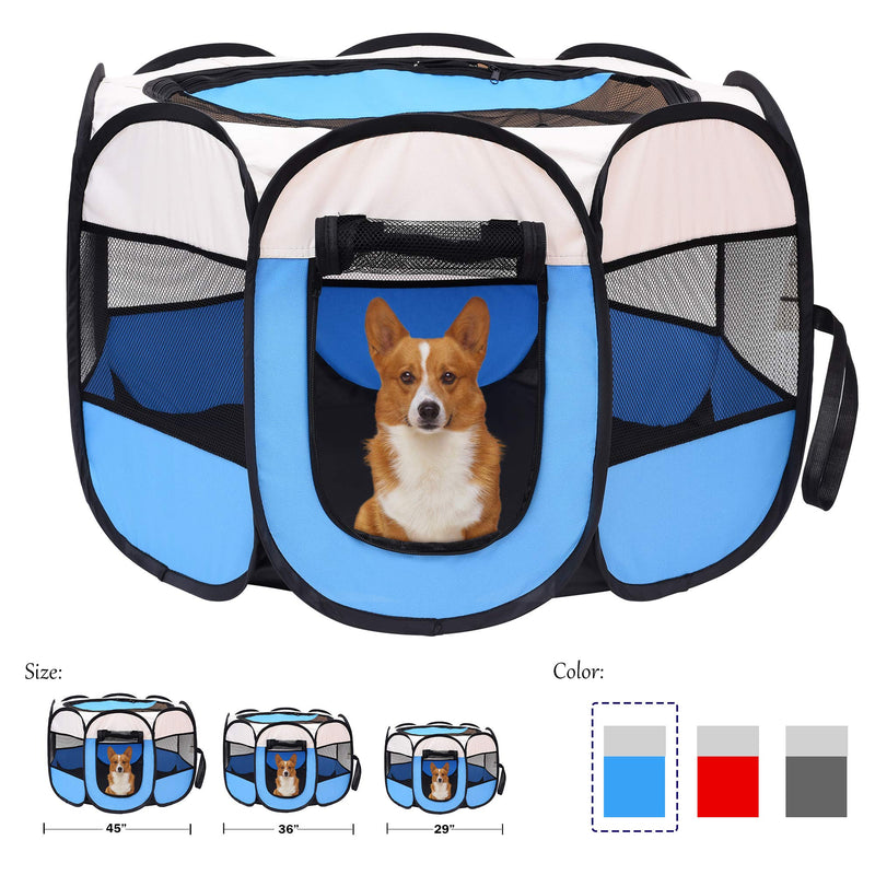 Mile High Life | Portable Cat Dog Crate | Foldable Dog Case Tent | Collapsible Travel Crate | Water Resistant Shade Cover | for Dogs/Cats/Rabbit Small-Dia29"*H17" Blue - PawsPlanet Australia