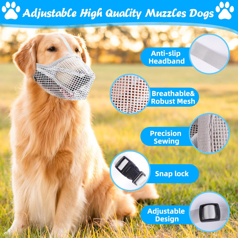 Dog Muzzle, Nylon Mesh Dog Muzzle, Breathable Pet Muzzle, Adjustable Dog Muzzle, Prevents Biting, Chewing and Barking(Gray) - PawsPlanet Australia