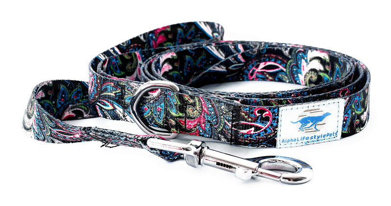 [Australia] - Alpha Lifestyle Pets Dog Leash/Lead, 6 Foot Length, Teal Paisley Pattern with Matching Collar Sold Separate 