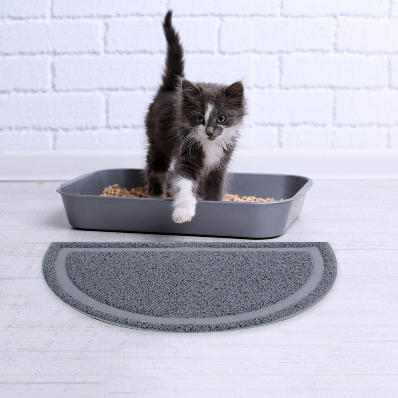 [Australia] - PET MOMENT Cat Litter Box Mat Feeding Mat Non-Slip Cat Litter Trap Mat Semicircle Shape Kitty Litter Catcher 23.6" x 14"/ 36" x 24"/ 24" x 14" Inch 23.6" x 14" 