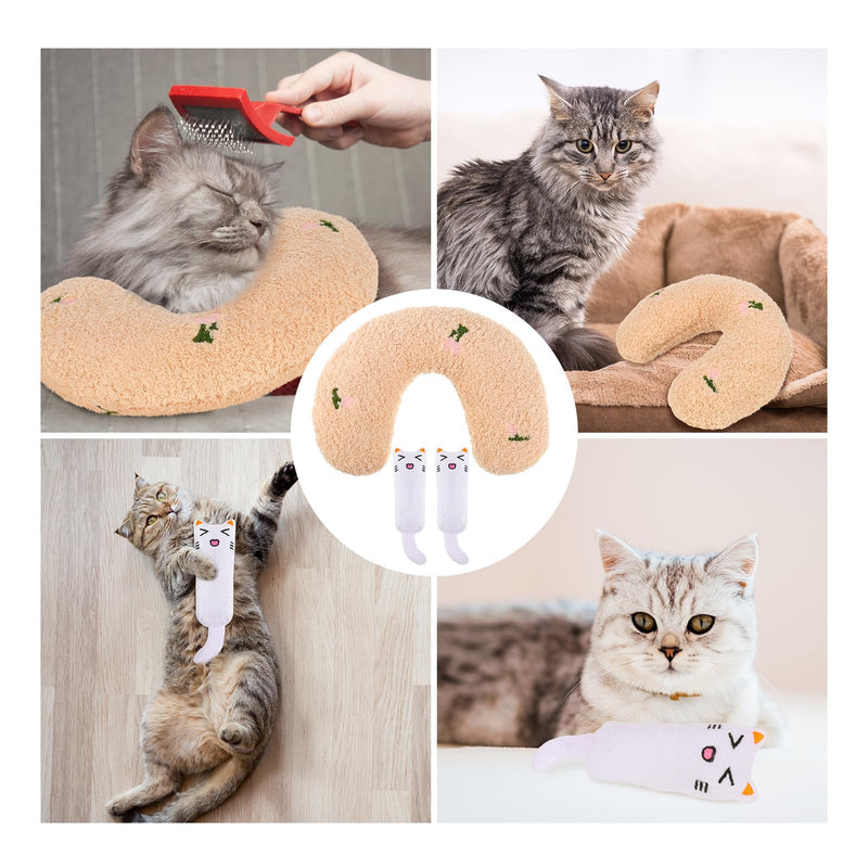 FANTESI 3 pieces half donut cat and dog cushion, catnip cushion, cat toys, catnip, plush cat toy, mouse set, toy cat, cat toys, U-shaped cushion for kittens - PawsPlanet Australia