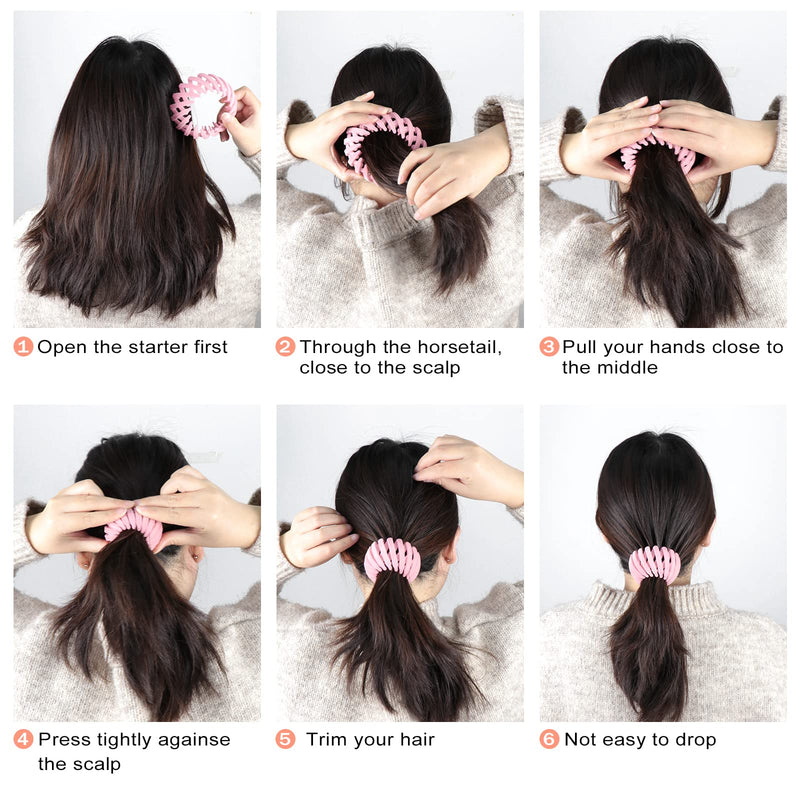 SelfTek 7 Pcs Bird Nest Hair Clips Velvet Expandable Ponytail Holder Clip with Storage Bag Hair Styling Accessories for Women Girls - PawsPlanet Australia