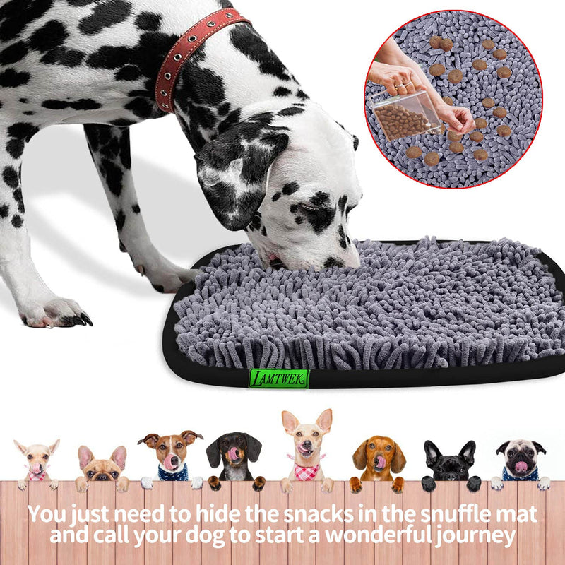 LAMTWEK Snuffle mat for dogs(17" x 21"),Pet Feeding Mat,Dog Puzzle Toys for Boredom,Dog Brain Games Encourages Natural Foraging Skills and Stress Release,Durable and Machine Washable,2 Suction Cups Black - PawsPlanet Australia