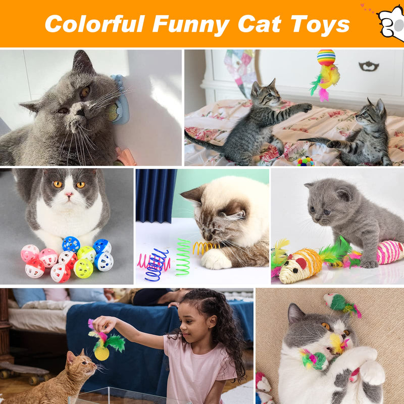YUTUY Cat toy set with cat tunnel, 42 pieces cat toy set, with balls, feather toys, toy mice, cats, catnip, fish, 2-way cat tunnel (black) - PawsPlanet Australia