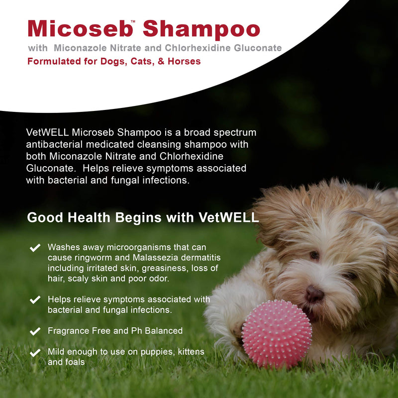 [Australia] - Micoseb Medicated Shampoo for Dogs & Cats - Antifungal Dog Shampoo with Miconazole, Chlorhexidine & Aloe for Fungal & Bacterial Skin Infection Treatment of Yeast, Ringworm, Mange, & Acne - 12 oz 