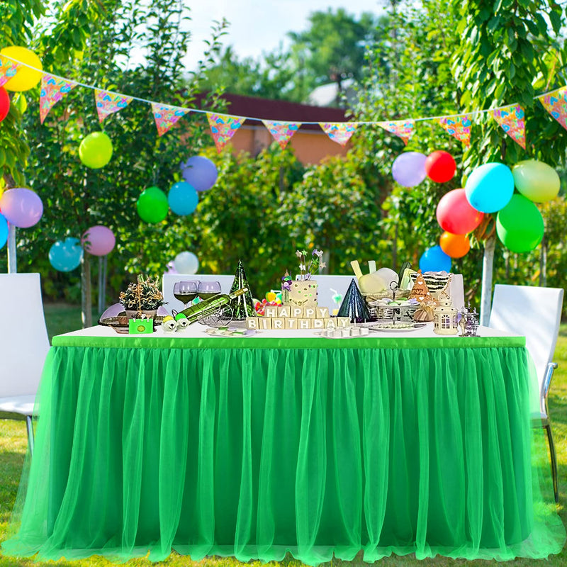 Green Tulle Table Skirt 9ft Tutu Table Cloth for Kids Birthday Party Dessert Round Tables Christmas Home Decoration(L 9(ft),H30in) Christmas Green L 9(ft)*H 30in - PawsPlanet Australia
