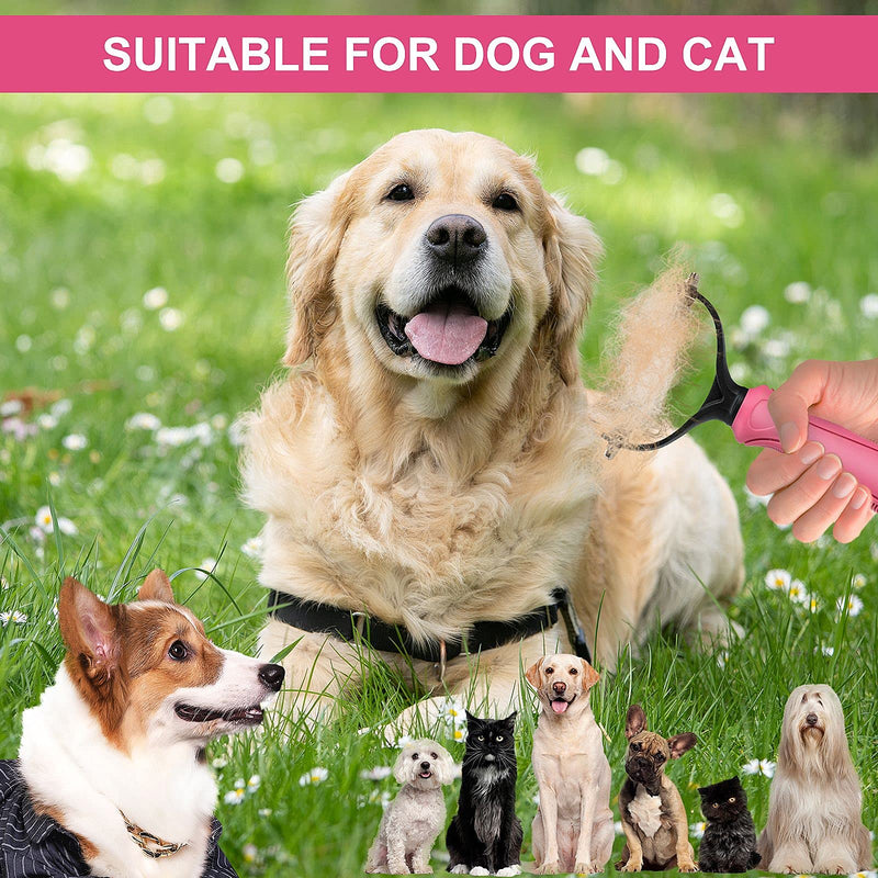 whoobell Undercoat Rake for Dogs, 2 Side Undercoat Brush for Deshedding and Dematting for Dog Cat Rabbit, Professional Pet Grooming HairTools, Removes Loose Undercoat and Nasty Shedding Pink-L - PawsPlanet Australia