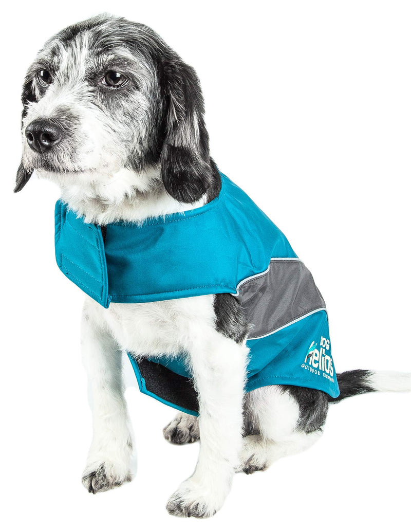 [Australia] - DogHelios Octane Softshell Neoprene Satin Reflective Dog Jacket w/ Blackshark technology Blue, Grey X-LARGE 