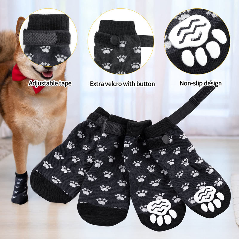 Anti Slip Paw Protectors Dog Socks, Double Side Non-Slip Dog Socks with Adjustable Straps, Traction Control for Indoor Wooden Floor (B, S) B - PawsPlanet Australia