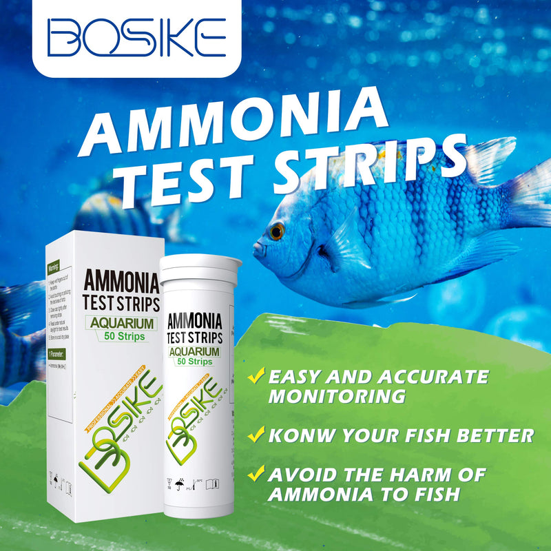 [Australia] - BOSIKE Ammonia Test Strips for Aquariums,Water Test Kit for Freshwater/Saltwater/Fish Tanks/Fish Ponds Monitor Aquarium Water Quality, NH3/NH+4 Test Strips for Accurate Water Evaluation(50 Strips) 