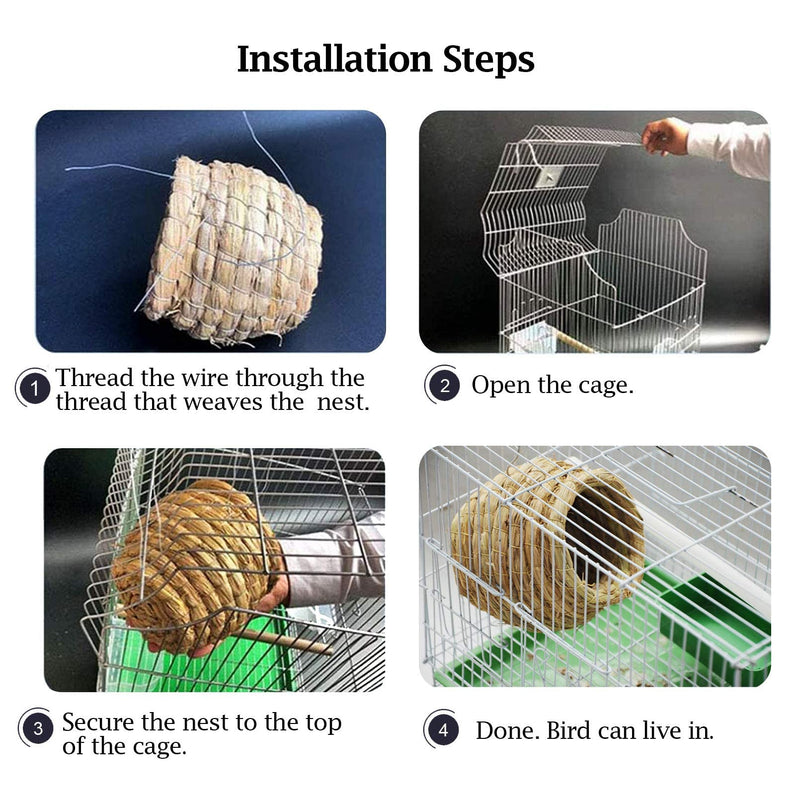 kathson Birdcages Straw Bird Nests Natural Grass Woven Birdhouse Resting Breeding Nesting Cages Hideaway Shelter for Finch Canary Budgie Lovebird Pearl Bird and Small Parrot - PawsPlanet Australia