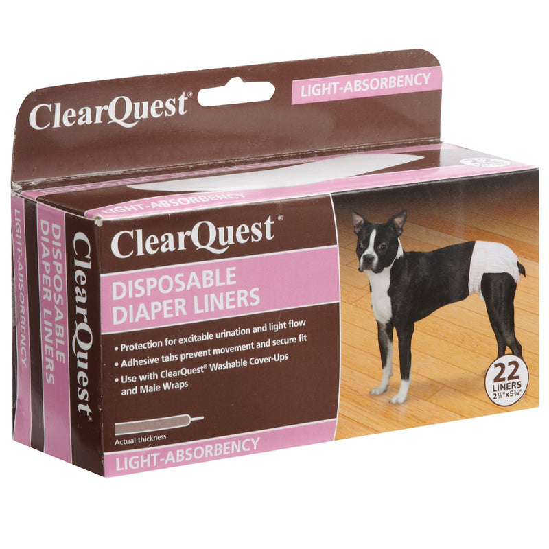 [Australia] - ClearQuest Disposable Dog Diaper Liners, 22-Pack, Absorbent Pads, Extra Protection for Cover-Ups and Male Wraps 