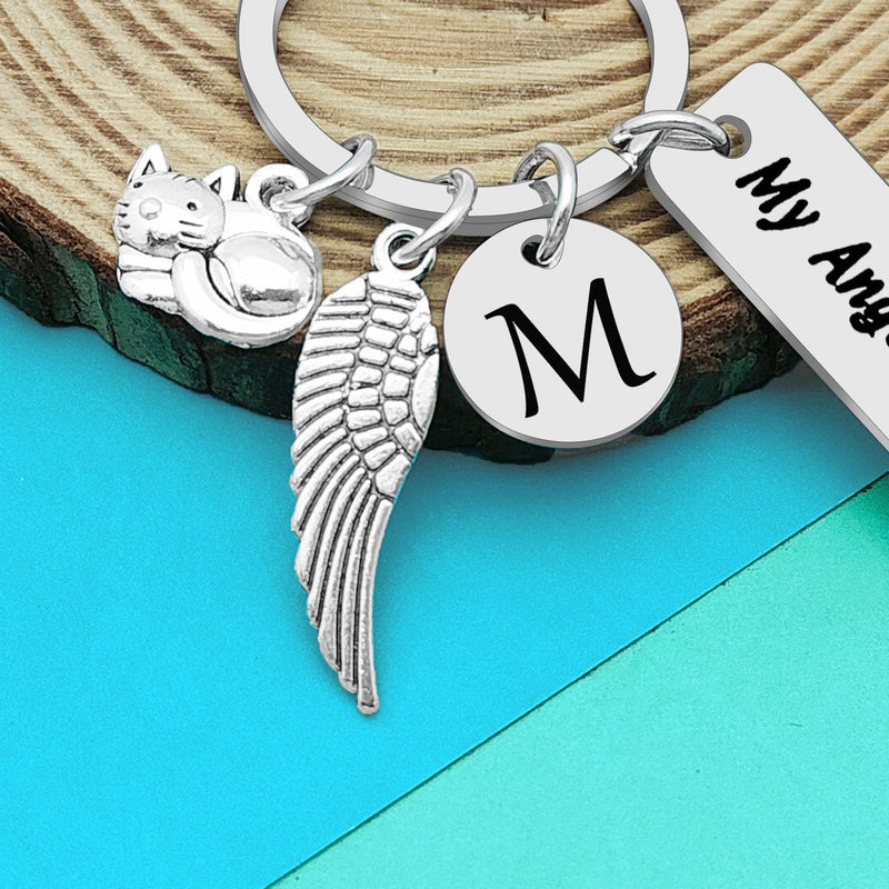 Dabihu Loss of Cat Memorial Keychain Initial Charm Jewelry Sympathy Gifts for Pet Loss in Memory of Cat Gifts for Cat Lovers Owners M - PawsPlanet Australia