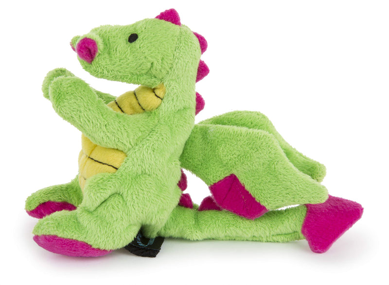 [Australia] - goDog Dragons with Chew Guard Technology Plush Squeaker Dog Toy, Bright Green and Pink, Small (70640) 