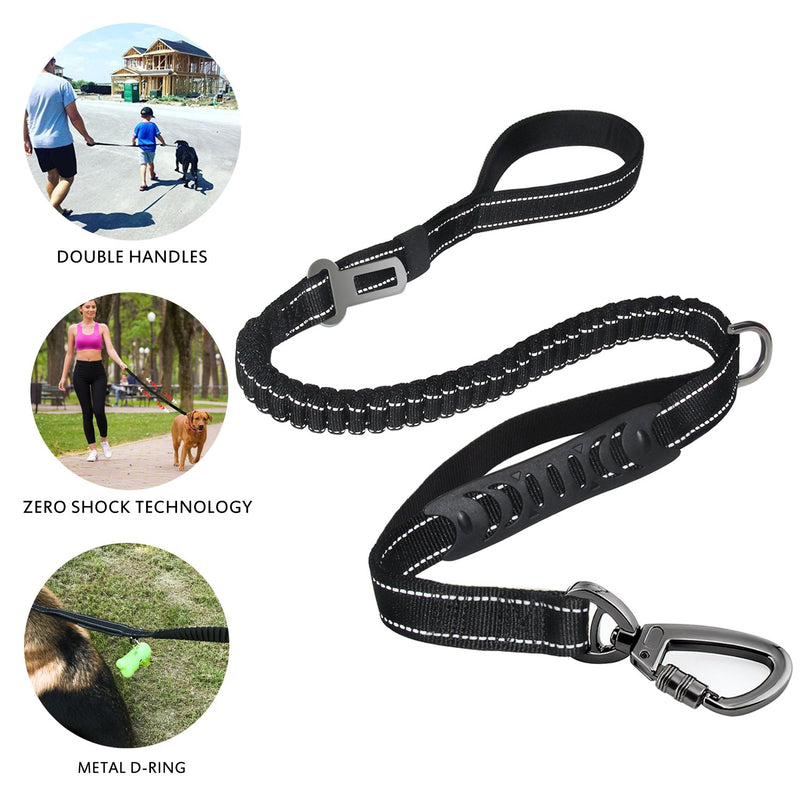 Heavy Duty Dog Leash Especially for Large Dogs Up to 150lbs, 6 Ft Reflective Dog Walking Training Shock Absorbing Bungee Leash with Car Seat Belt Buckle, 2 Padded Traffic Handle for Extra Control 4-6FTHeavy duty dog leash - PawsPlanet Australia