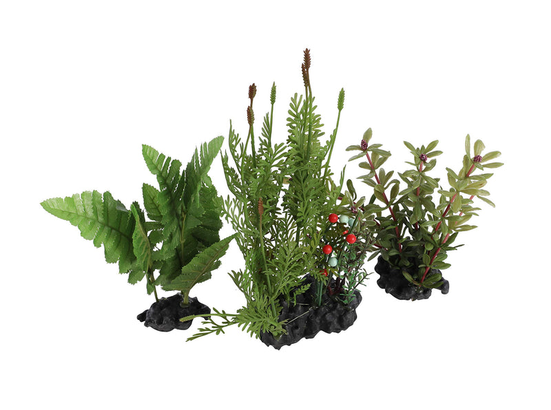 [Australia] - CNZ 3 Pcs Assorted Lifelike Green Aquarium Plastic Plant Decoration 