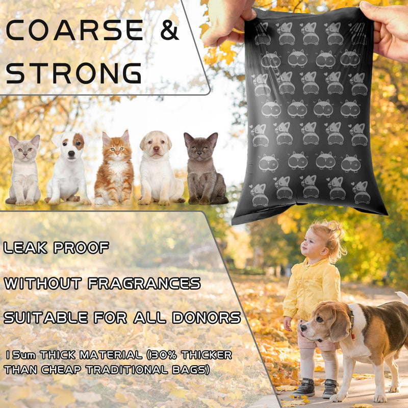 POWZOO dog waste bags 36 rolls (540 bags) with dispenser, waste bags, suitable for leaving the house, portable - black dog waste bags, with a light lemon scent. - PawsPlanet Australia