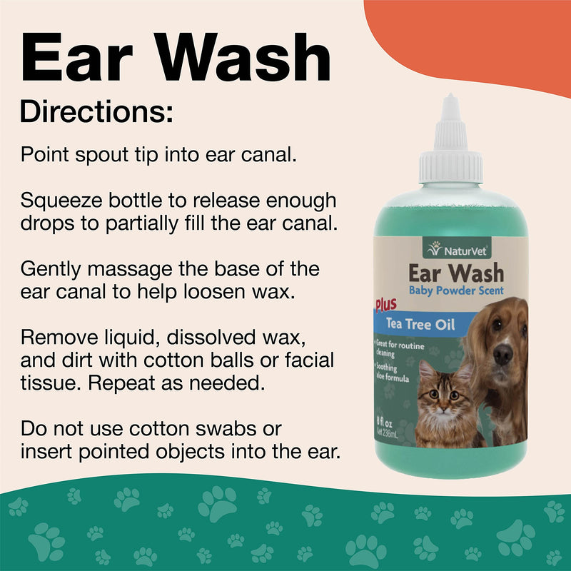 NaturVet Ear Wash with Tea Tree Oil, 240 ml - PawsPlanet Australia