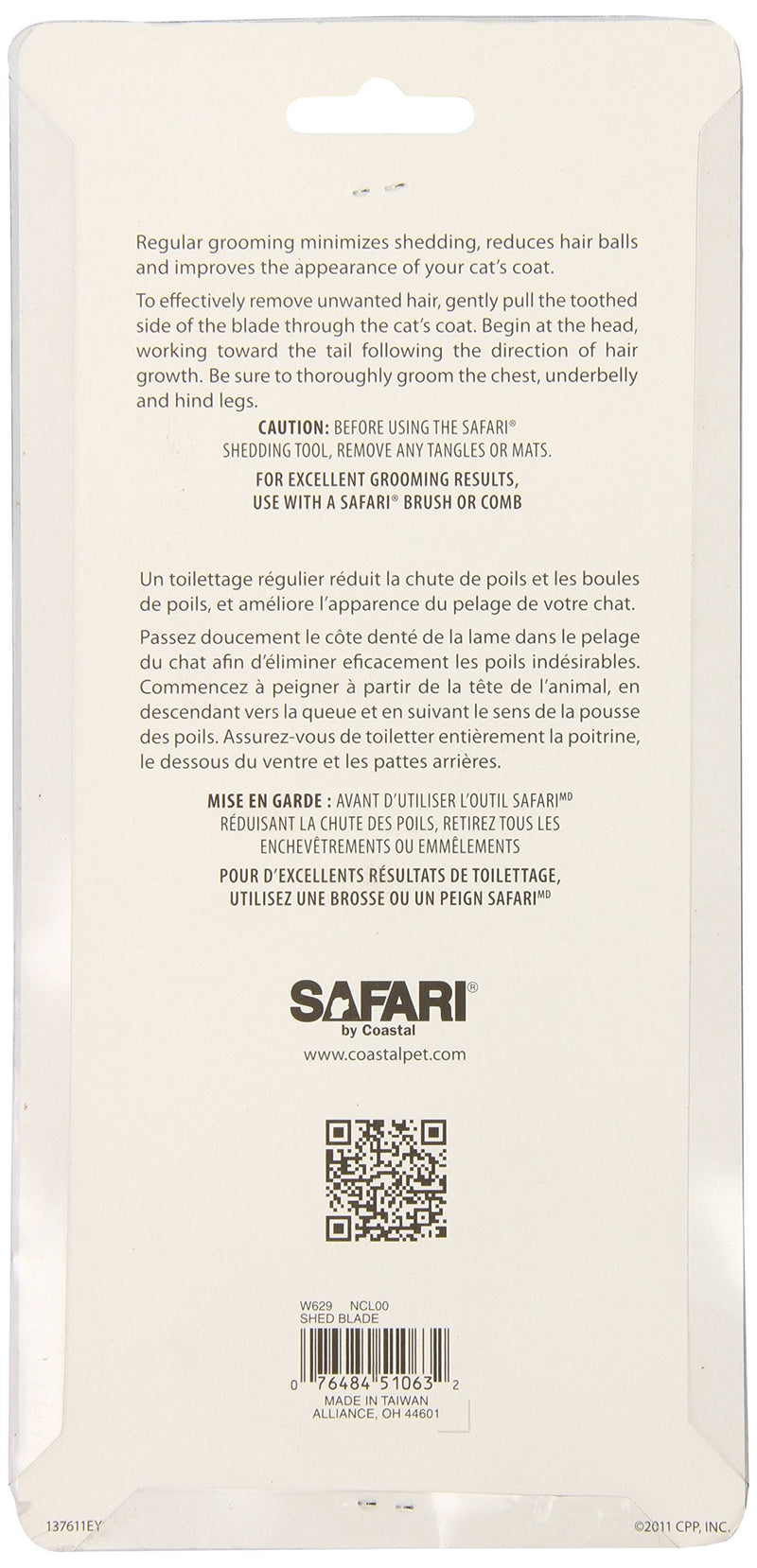 Safari by Coastal Stainless Steel Shedding Blade to Minimize Shedding & Hairballs in All Cat Breeds (W629 NCL00) - PawsPlanet Australia