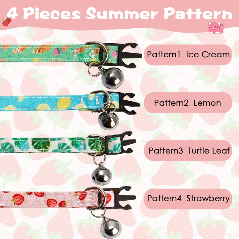 Weewooday 4 Pieces Summer Cat Collar Adjustable Cat Summer Elements Collar Safety Breakaway Kitten Collars with Bowknot Pet Bowtie Collar for Kitten Kitty Cat, 4 Styles - PawsPlanet Australia