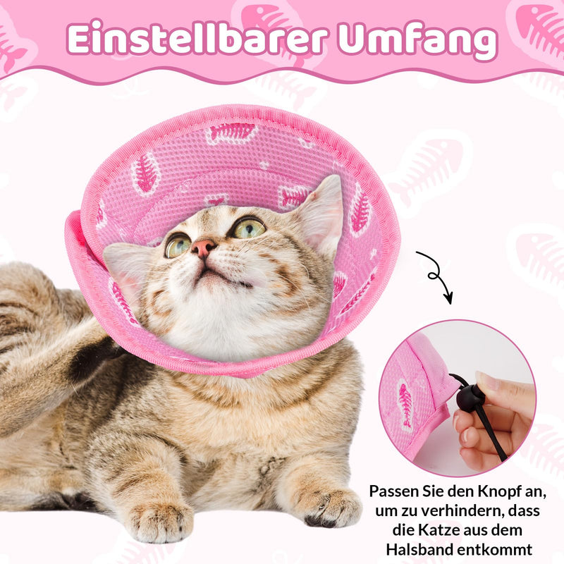 Fanshiontide Cat Neck Collar, Soft Cat Neck Brace, Adjustable Anti-Licking Anti-Bite Cat Collar, Protective Collar for Cats, Puppies, Pets After Surgery and Injuries (S Pink) S - PawsPlanet Australia