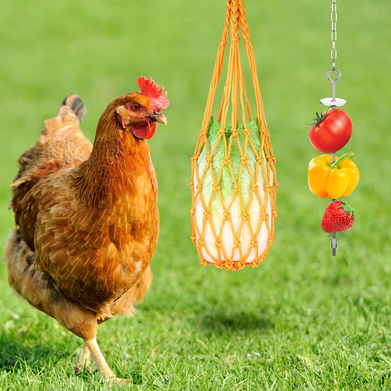 Sumind 3 Pieces Chicken Toys for Coop, Chicken Xylophone Toy with Mirror and Bells, Chicken Veggies Skewers, Vegetable Hanging Feeder Bag for Chicken Hens Chicks Roosters - PawsPlanet Australia