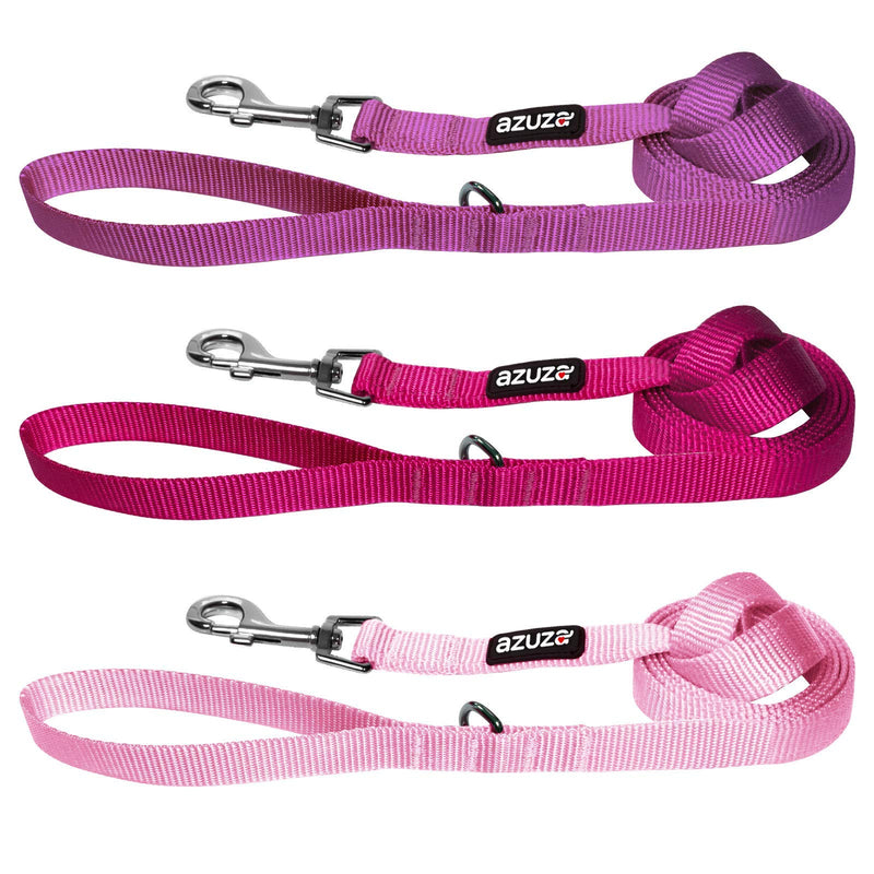 azuza 3 Pack Nylon Dog Leashes,Strong & Durable Basic Style Leash with Easy to Use Collar Hook,Available in Multiple Lengths for Puppy Small Medium and Large Dogs standard 3 pack 1"×4ft Pink - PawsPlanet Australia