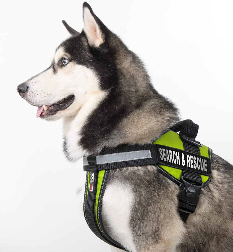 [Australia] - Dogline UnimaDog Harness Vest with Search & Rescue Patches Adjustable Straps Breathable Neoprene for Identification Training Dogs Large (28"-38") Green 