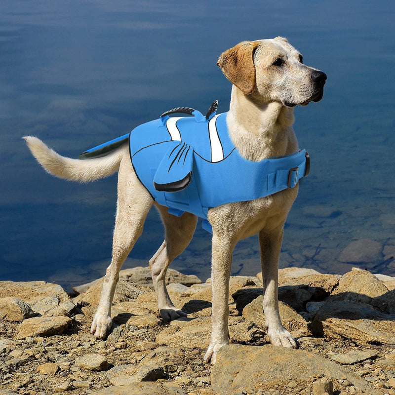 ASENKU Dog Life Jacket with Handle, Adjustable Dog Life Vest for Swimming Boating, Doggie Safety Vest Floatation Preserver Lifesaver for Small Medium Large Dogs, Blue, XS X-Small - PawsPlanet Australia