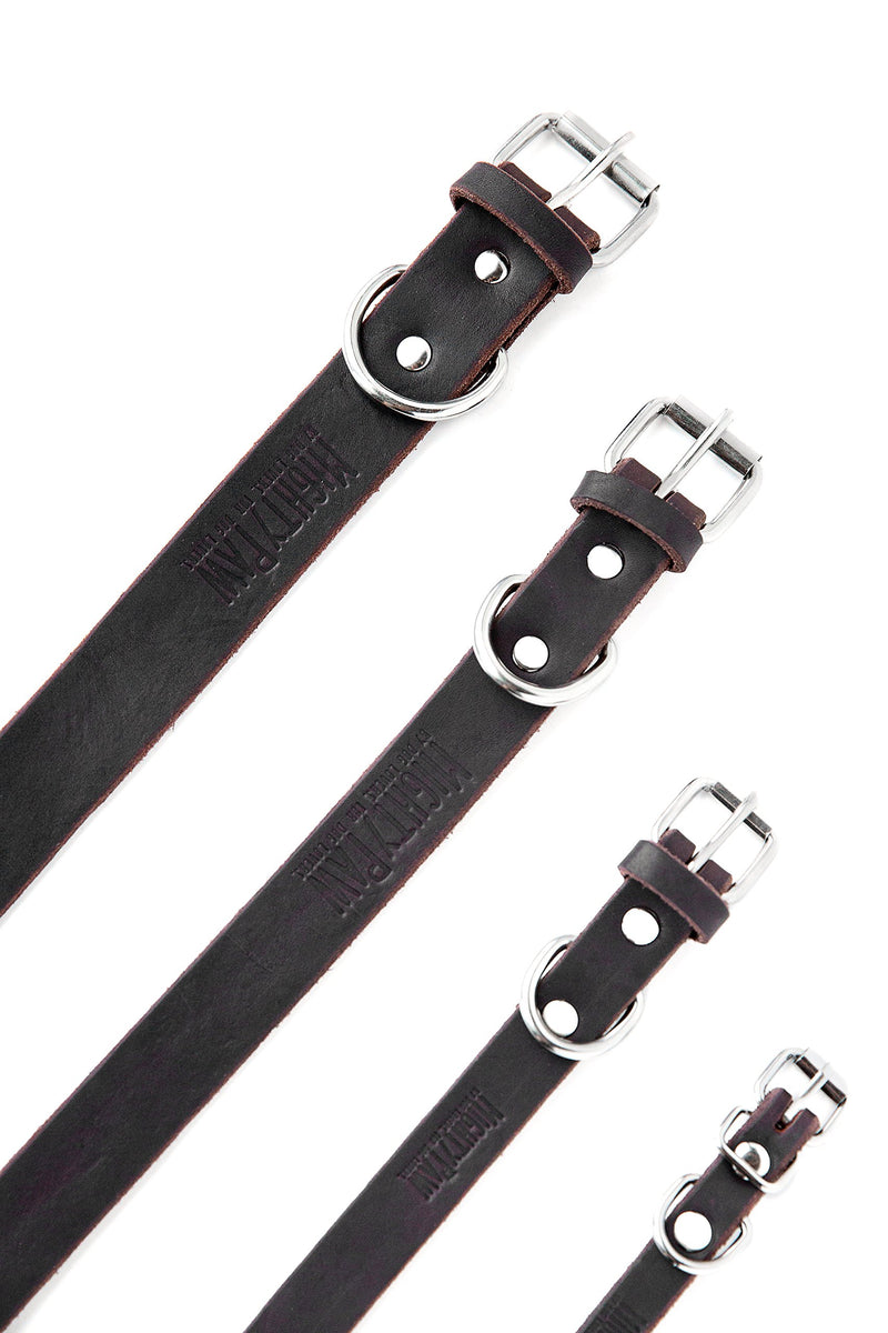 [Australia] - Mighty Paw Leather Dog Collar, Super Soft Distressed Leather- Premium Quality, Modern Stylish Look Large: 14.5 - 18 inches Brown 