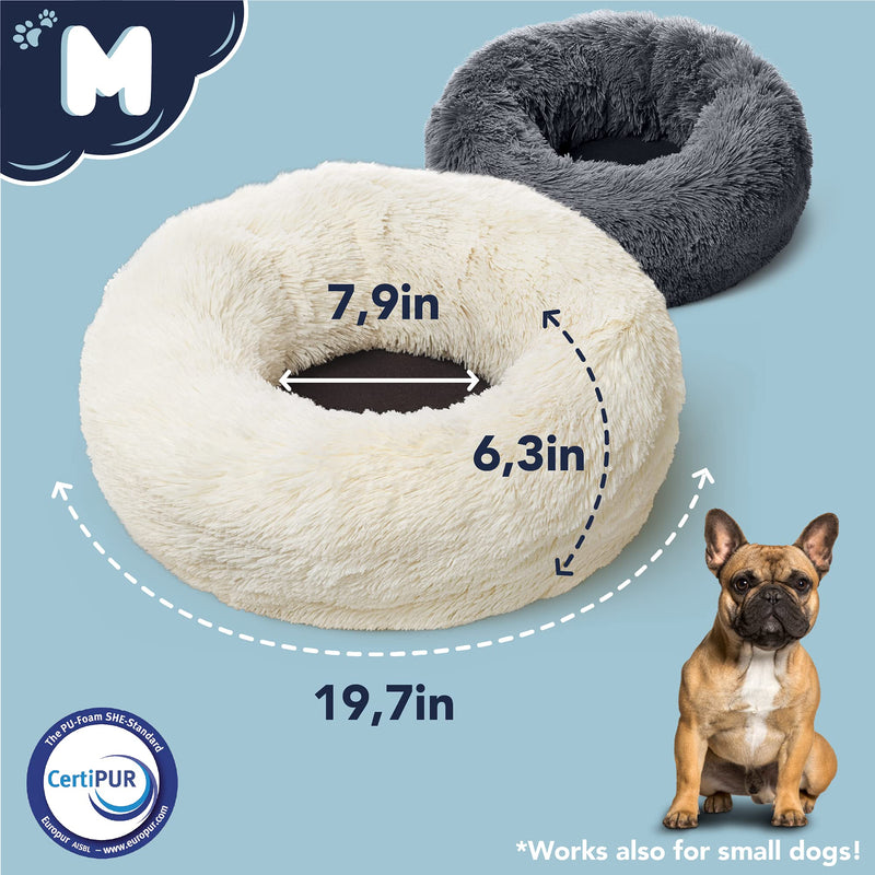 ZENAPOKI Memory Foam Donut Pillow Cat Bed M, Soft Cat Bed with Plush Cushion, Anti-Slip and Machine Washable Self-Warming Pet Beds - Cat Calming Bed and Dog Bed Medium Beige - PawsPlanet Australia