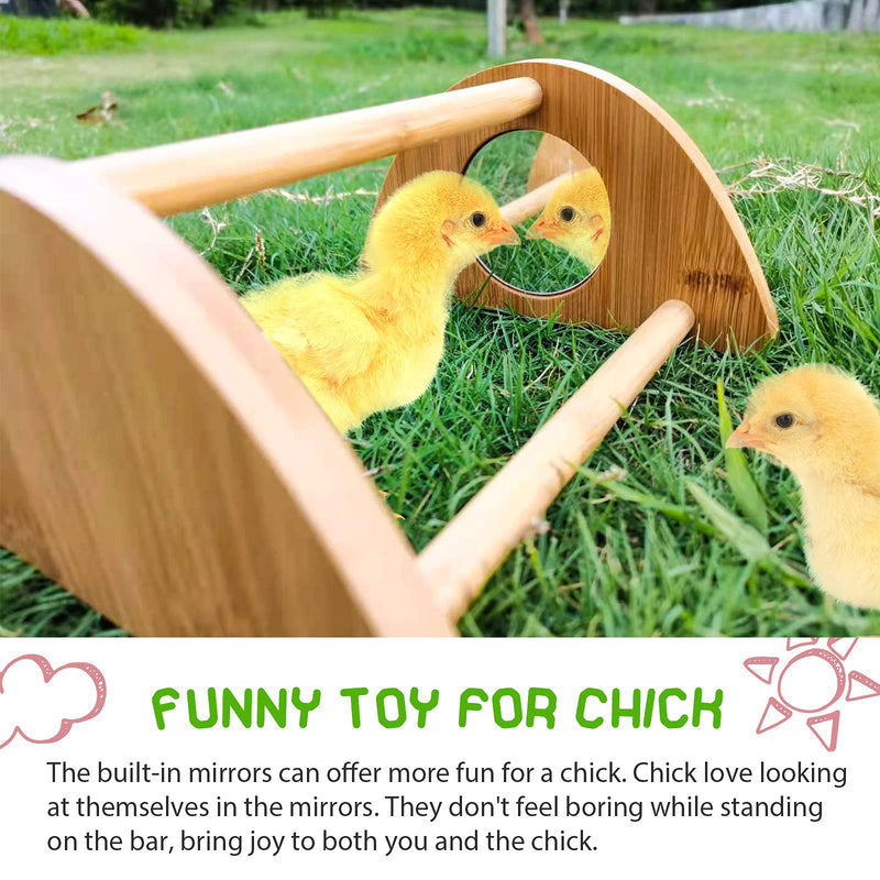 Ensayeer Bamboo Chicken Perch with Mirror, Strong Roosting Bar for coop and brooder, Training Perch for Large Bird, Hens, Parrots, Macaw, Easy to Assemble and Clean, Fun Toys for Chicken 7.1 inch - PawsPlanet Australia