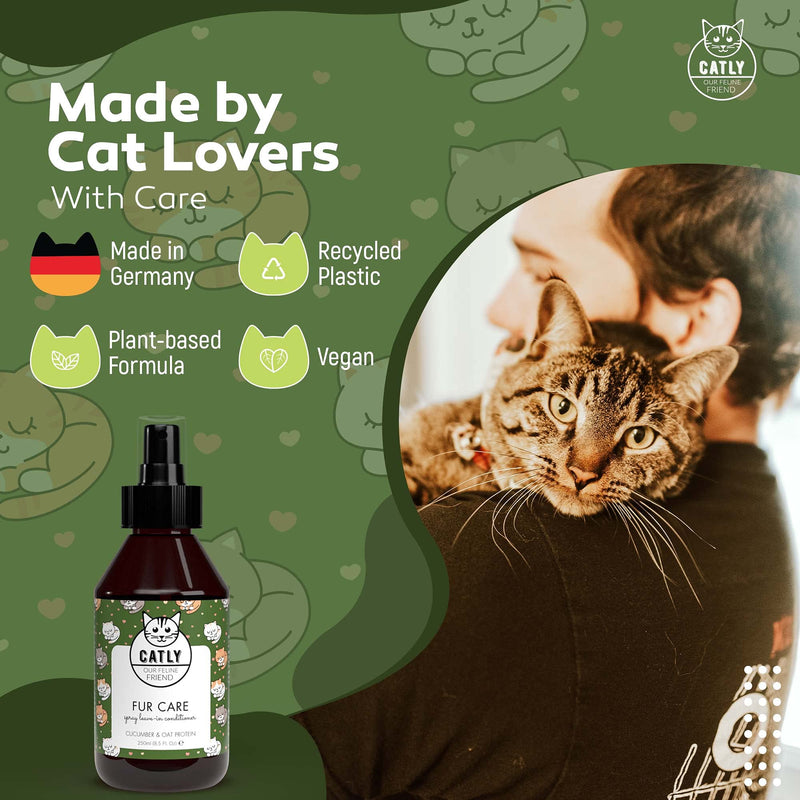 Catly Fur Care - Dry Shampoo For Cats - Ideal Pet Shampoo For Cats: Cat Shampoo And Conditioner & Kitten Shampoo, Effective Cat Dry Shampoo Spray & Cat Detangler Spray with Aloe Vera & Oat, 250ml - PawsPlanet Australia
