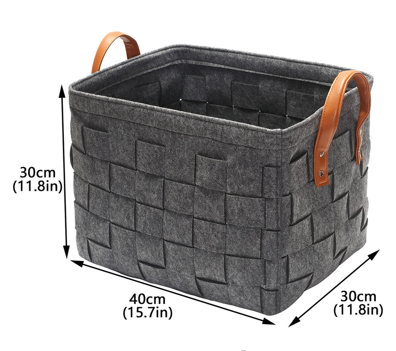 Medium Felt dog toy box, dog toy chest, dog storage basket - Perfect for organizing pet toys, blankets, leashes, coat and dry dog treats - Grey - PawsPlanet Australia